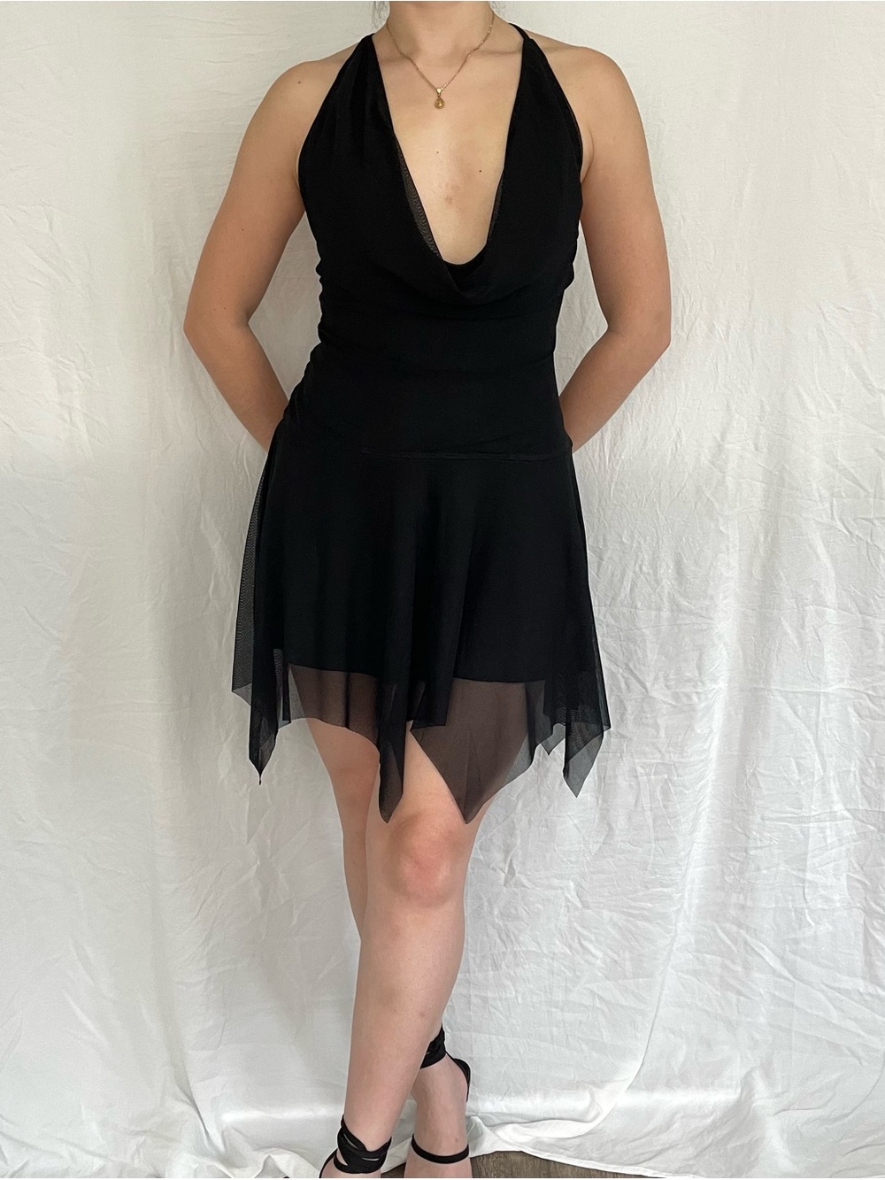 NWT Peppermayo Black Halter Neck Asymmetric Hem Dress